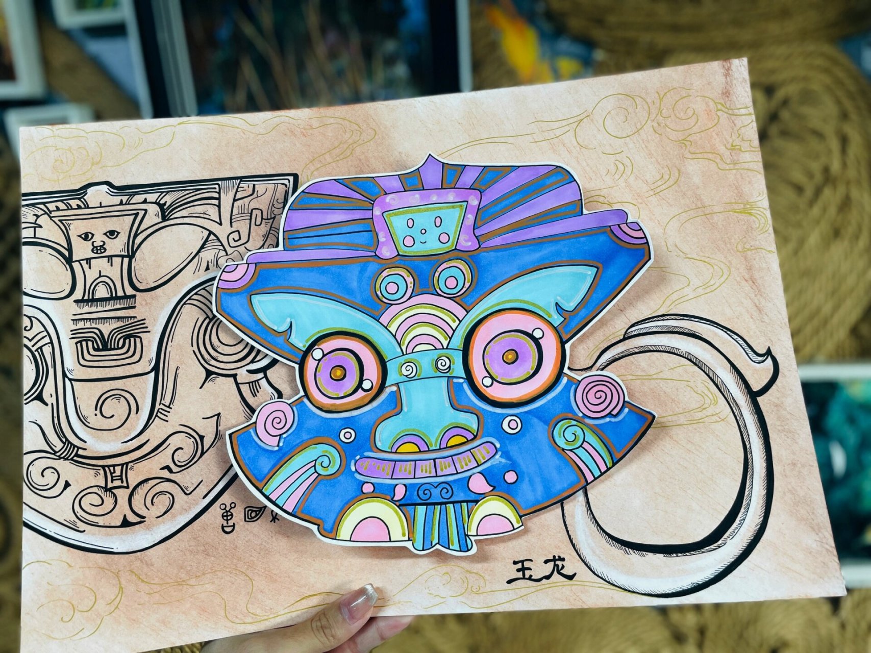 史前艺术———良渚文化-玉琮绘画7115 史前玉器巅峰 中华五千年