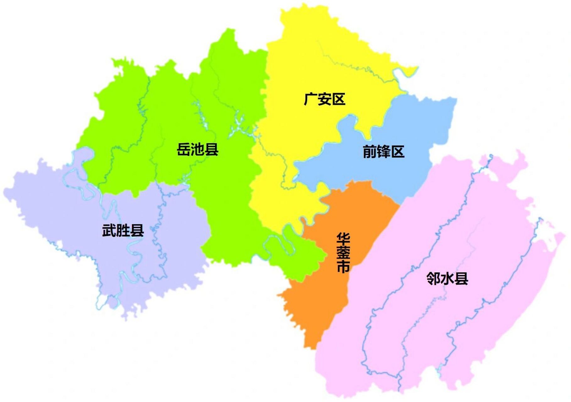 广安行政区划 广安市,四川省辖地级市,总面积为6339平方公里,常住人口