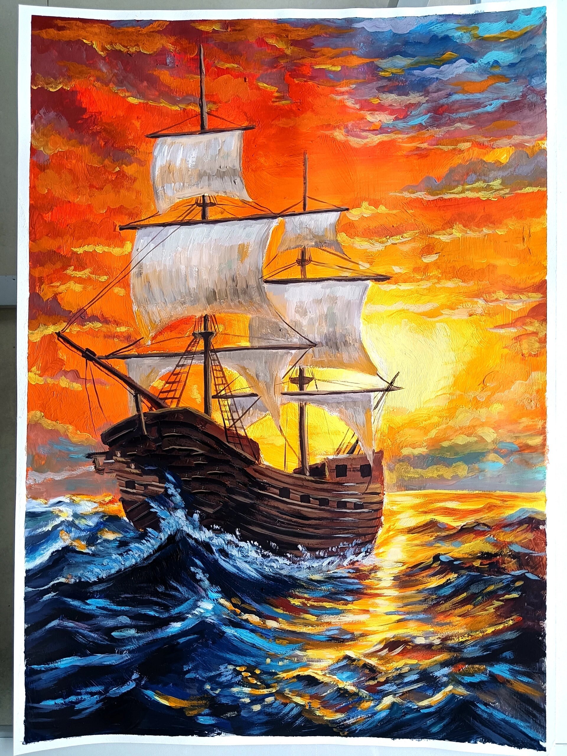 乘风破浪/水粉帆船