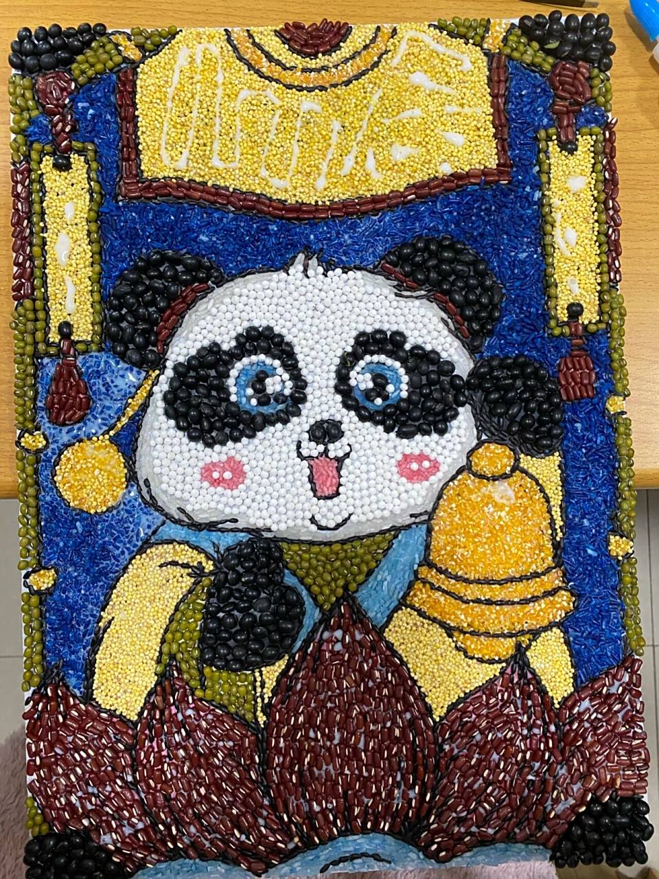 学前作业 豆子拼贴画  原图太好看了 拼贴画(省略了一些字 改了一些