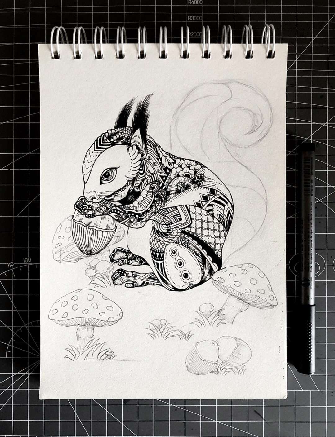 【黑白线描装饰画】