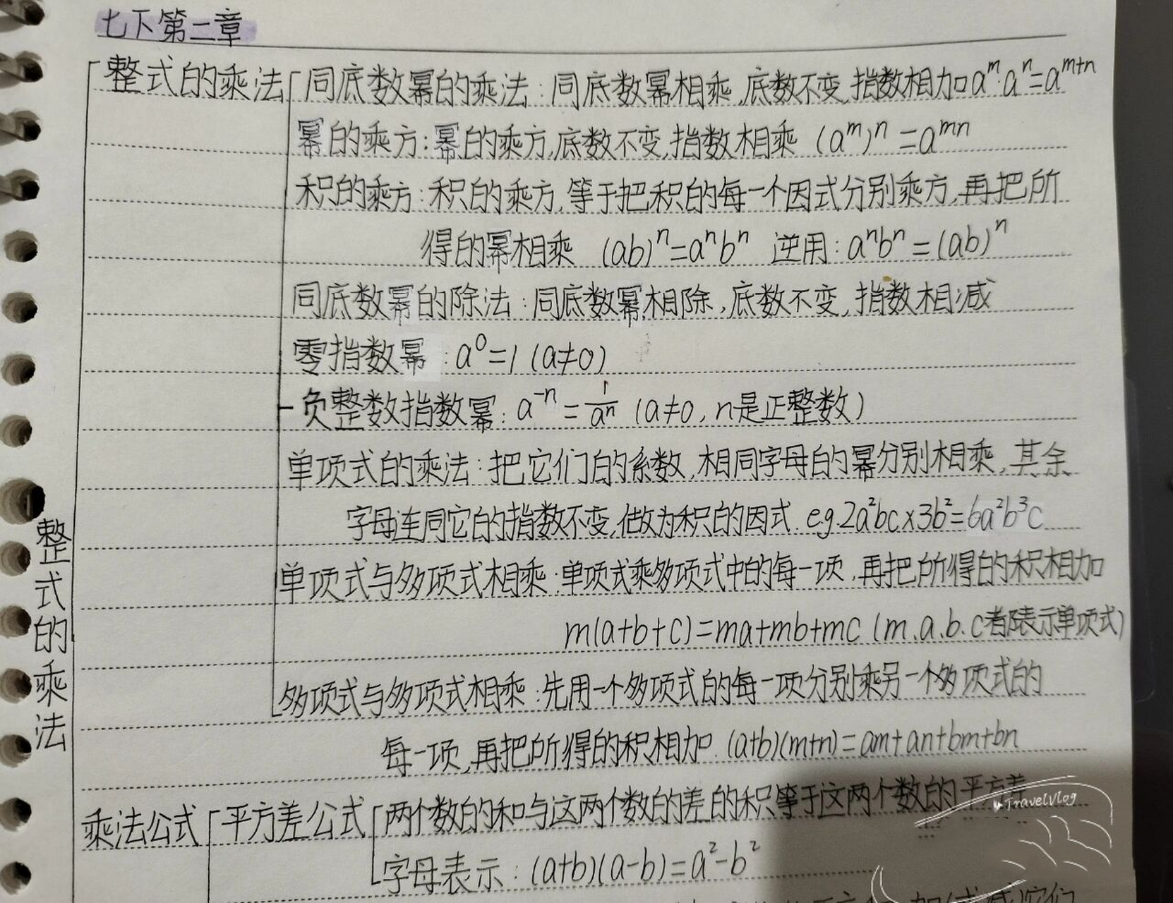 数学七下第二章思维导图    数学七下第二章〔整式的乘法〕思维导图