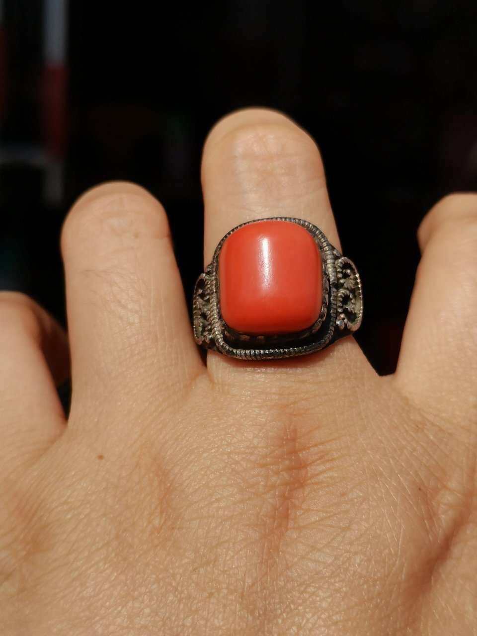 百年 极品阿卡老银戒指 界面高1.6宽1.