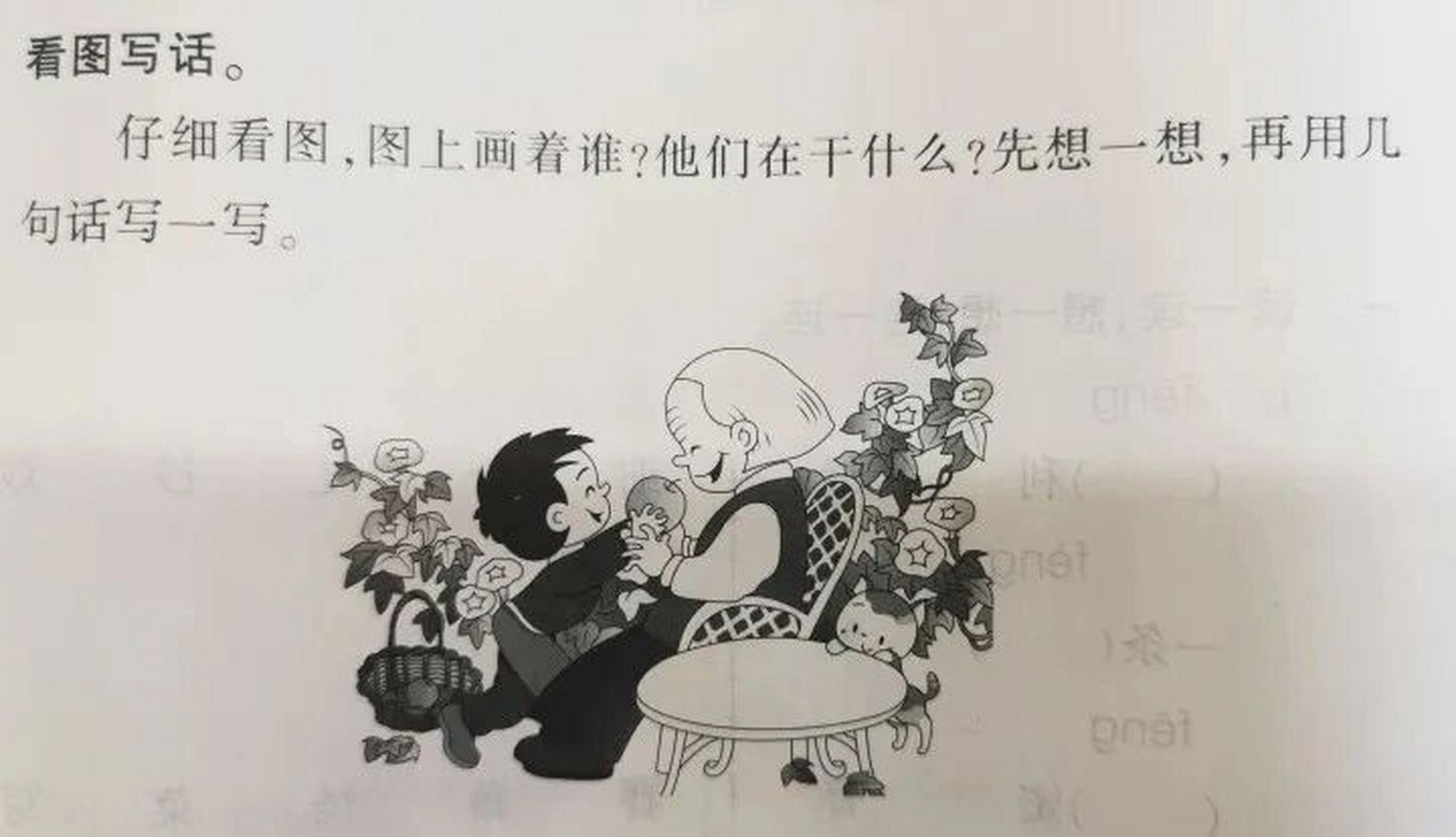 于是,他挑了几个又大又红的苹果,来到奶奶的房间.