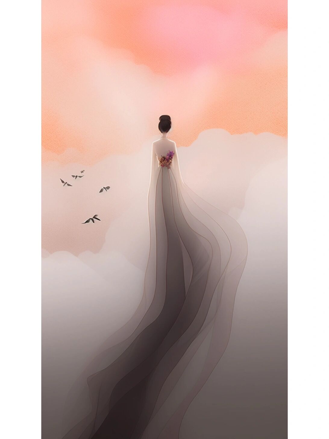 「山水纱梦」古风美女背影