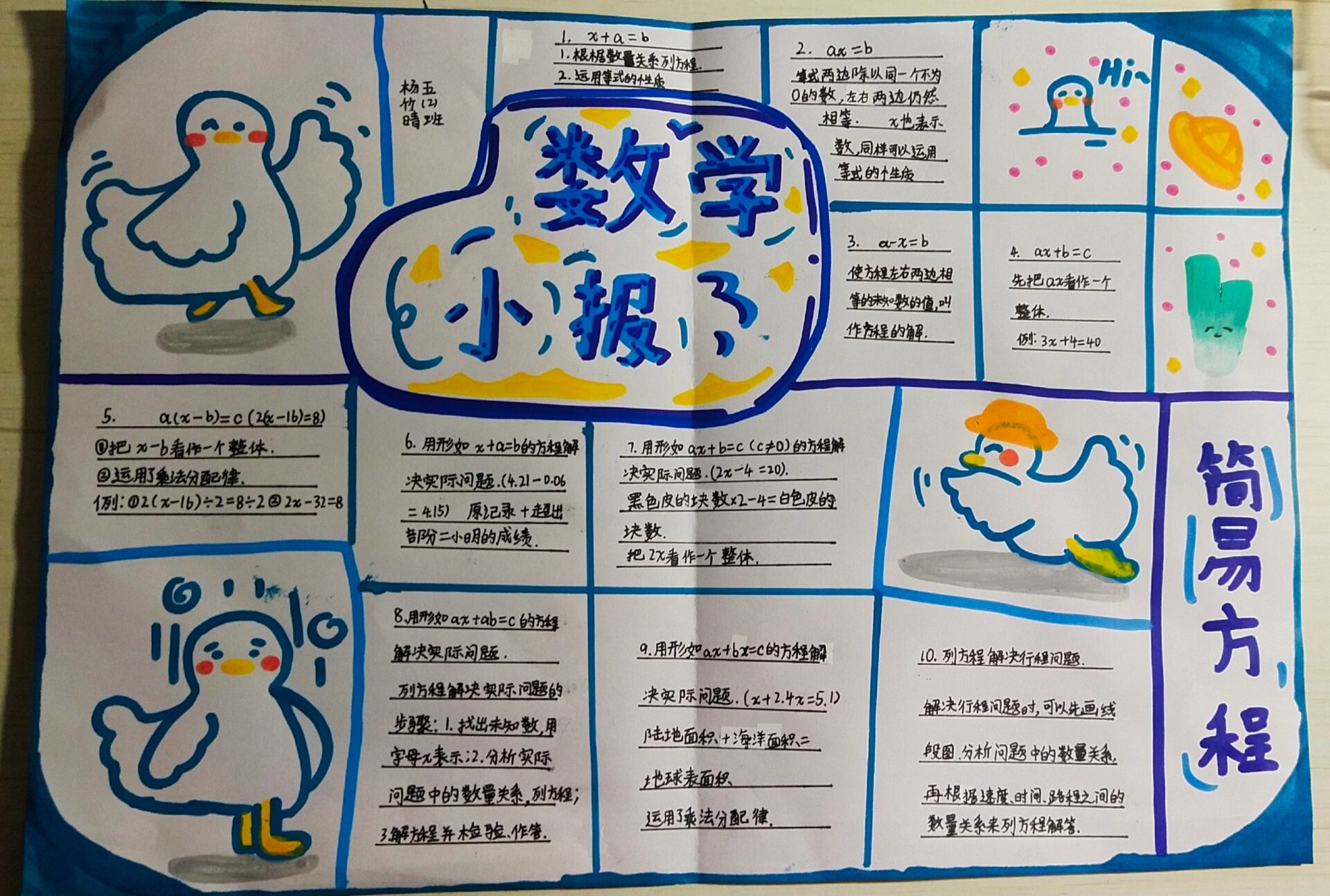 五年级上册第五单元数学小报