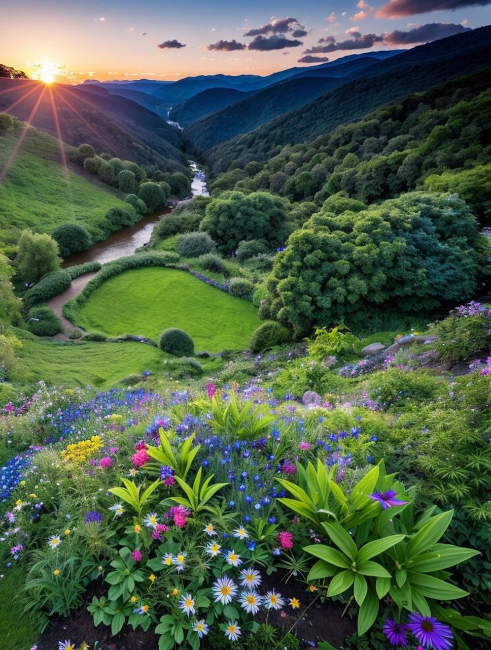 夏季山谷里治愈系美景