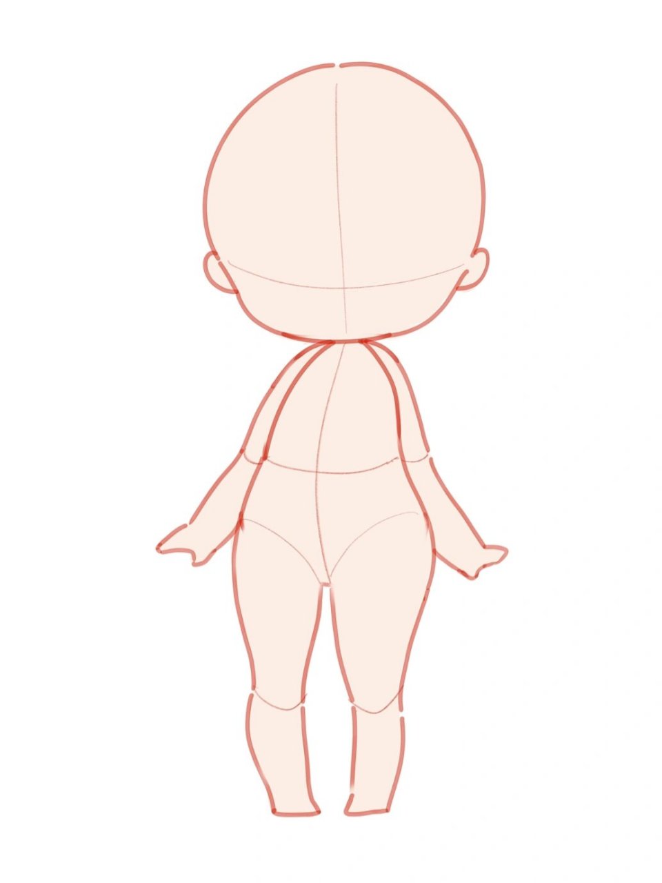 三头身q版比例图解(正,侧,斜侧) 【1】三头身q版正面,头部,躯干,胯部