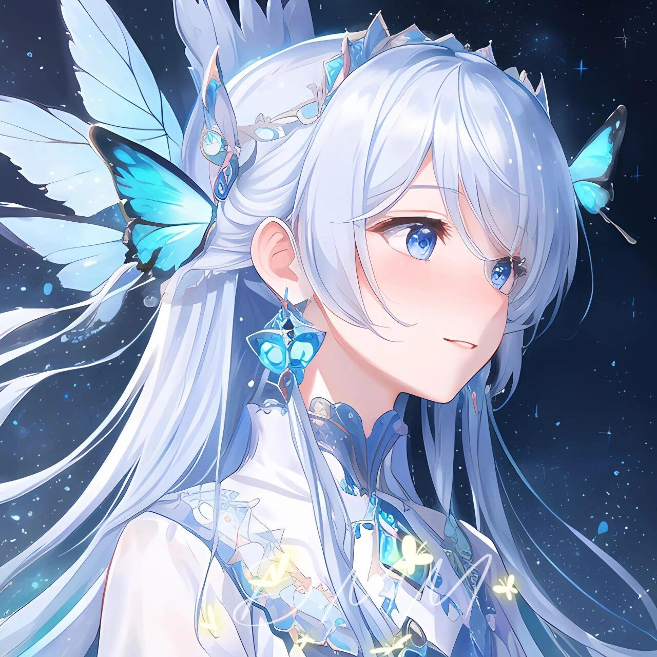 蓝色动漫女生头像 78梦幻有意境78颜值绝美      作者一只大毛毛