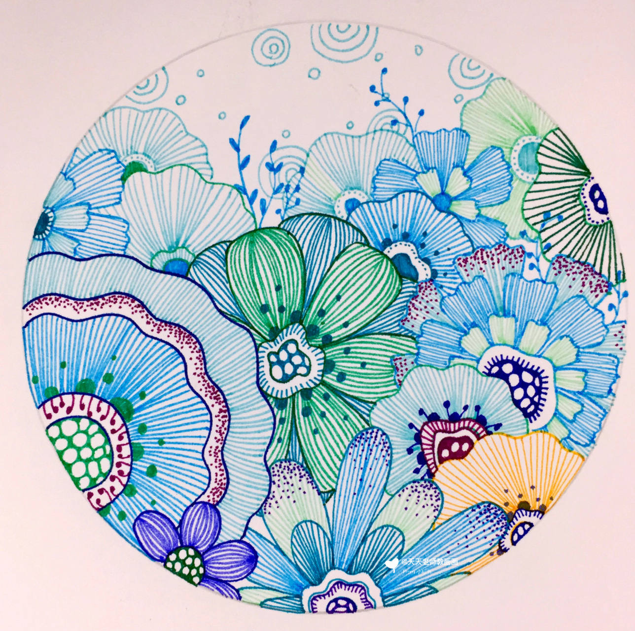 创意美术—花朵纹理94 11566线是最基本的绘画语言,利用线描画