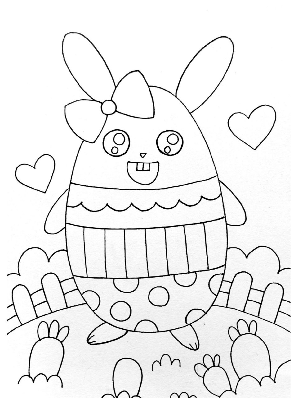 超可爱小兔儿童画 适合幼儿园的小朋友～后面有线稿图 原创作品临摹请