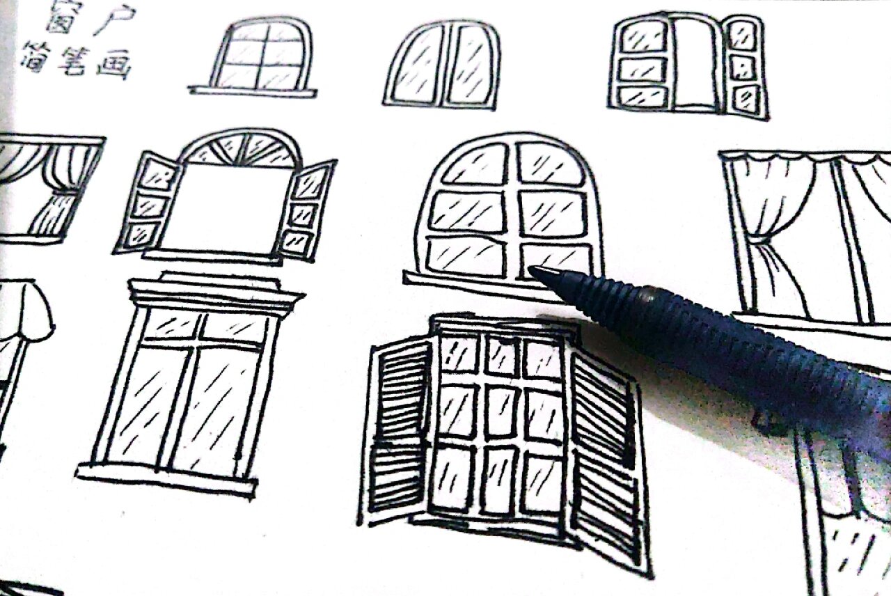 线描简笔画素材(54)_窗户