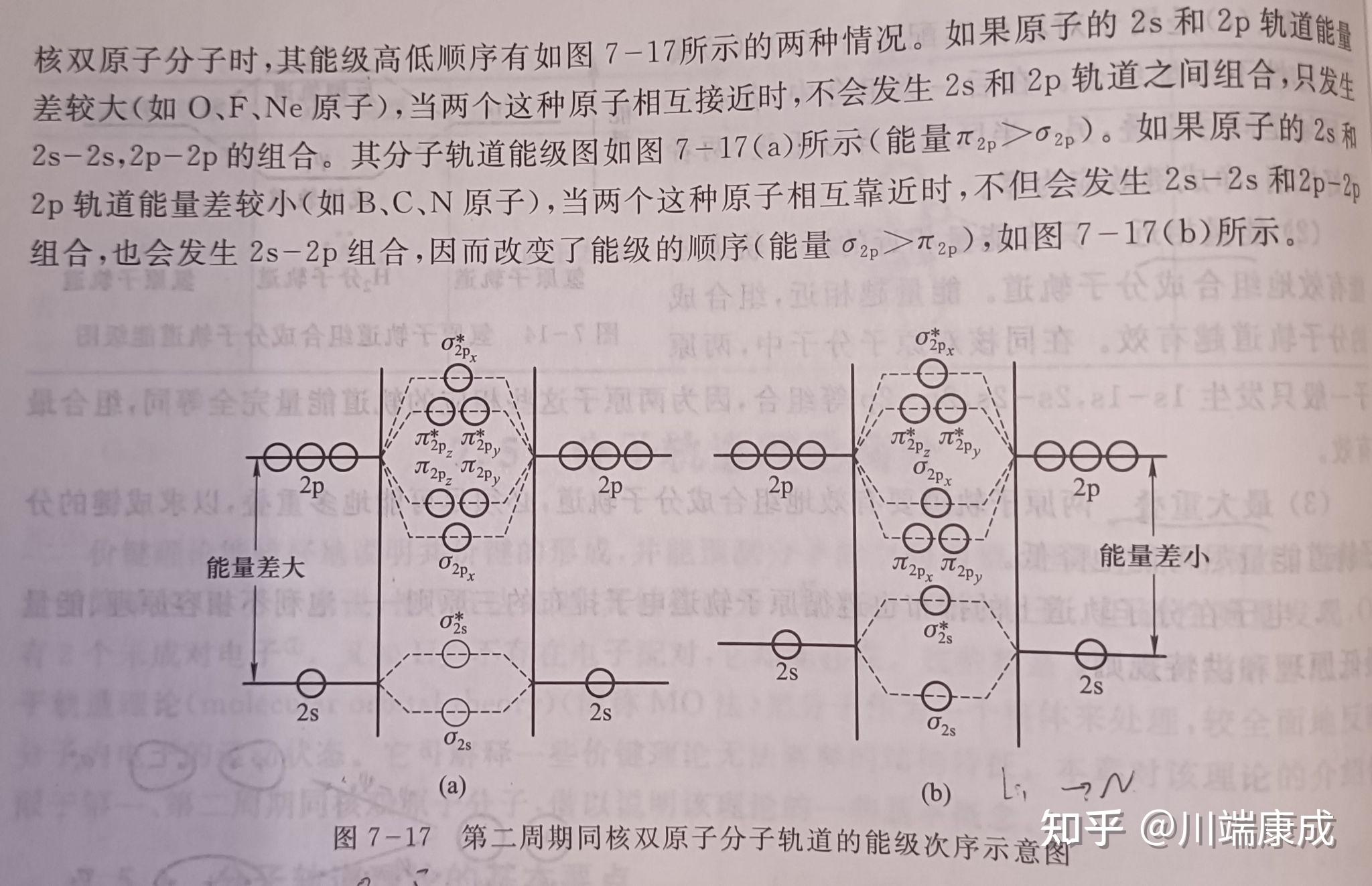 氧气的分子轨道式和氮气的分子轨道式为何会不一样