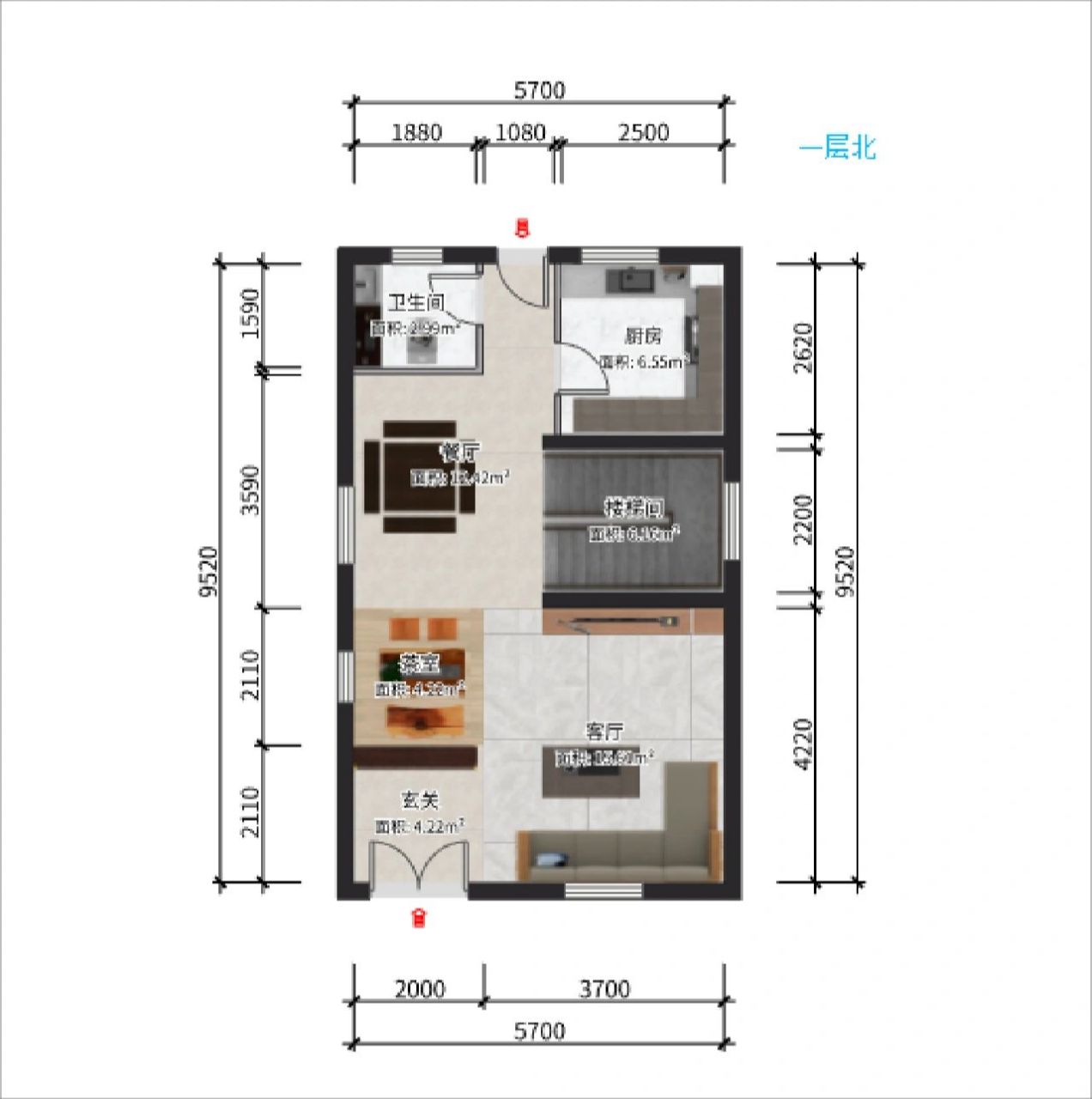 60平方农村自建房(修改后)        三层结构与二层相同,感觉有点拥挤