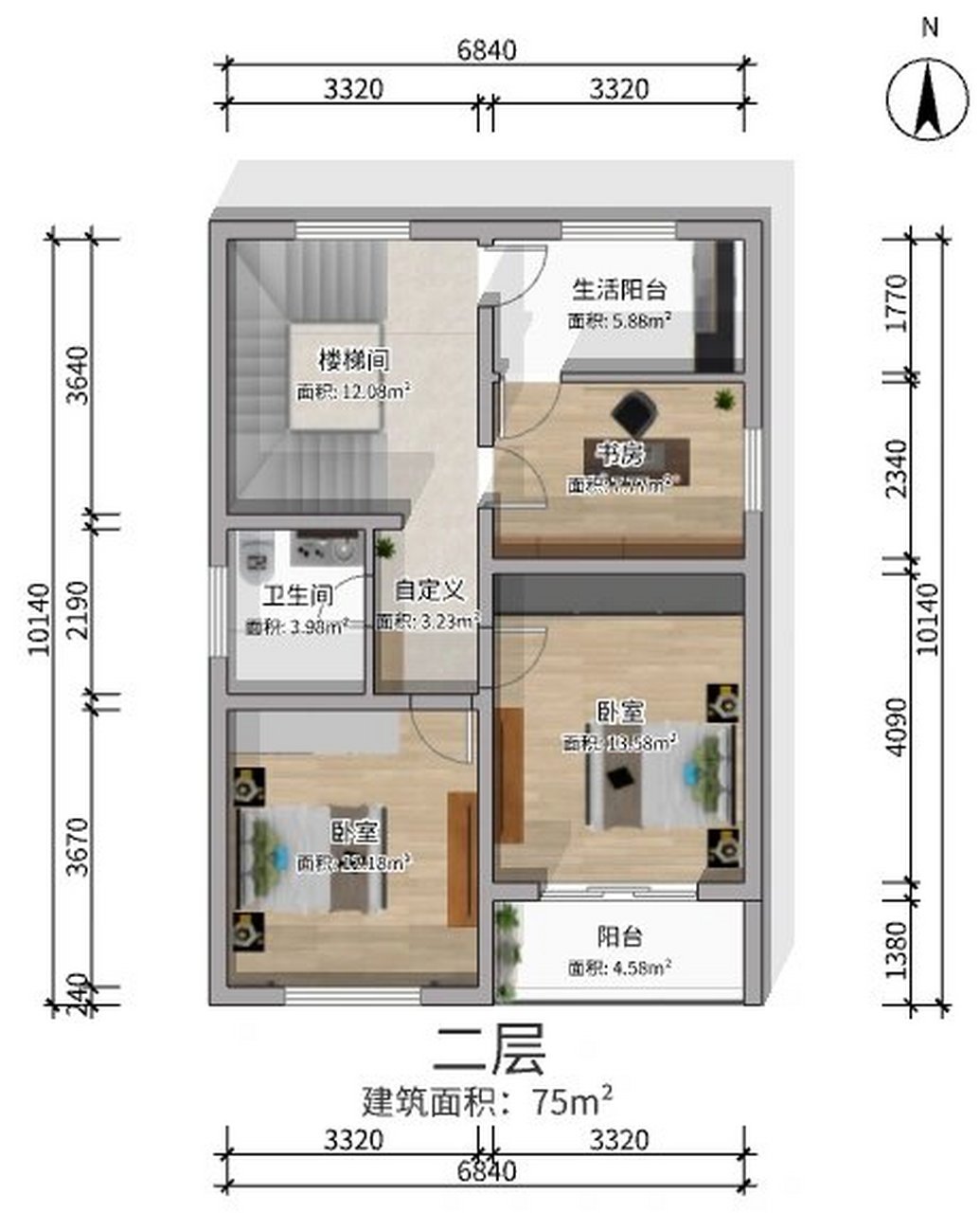 农村建房75平米设计图图片