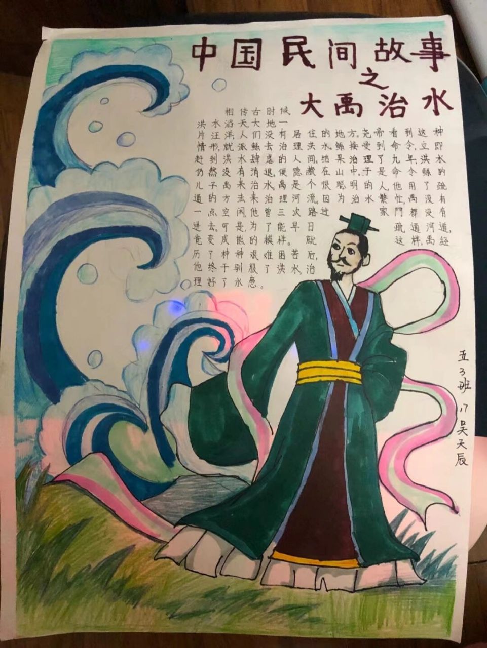 大禹治水简笔画儿童画图片