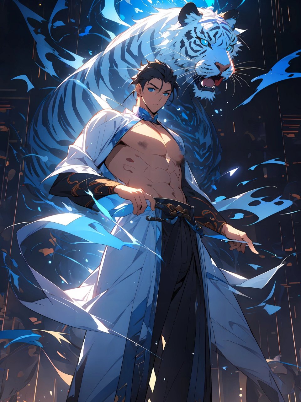 白虎少年战损版丨男生手机壁纸