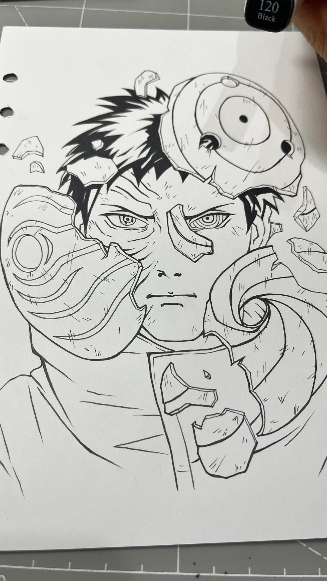 【火影忍者】破面带土·手绘过程