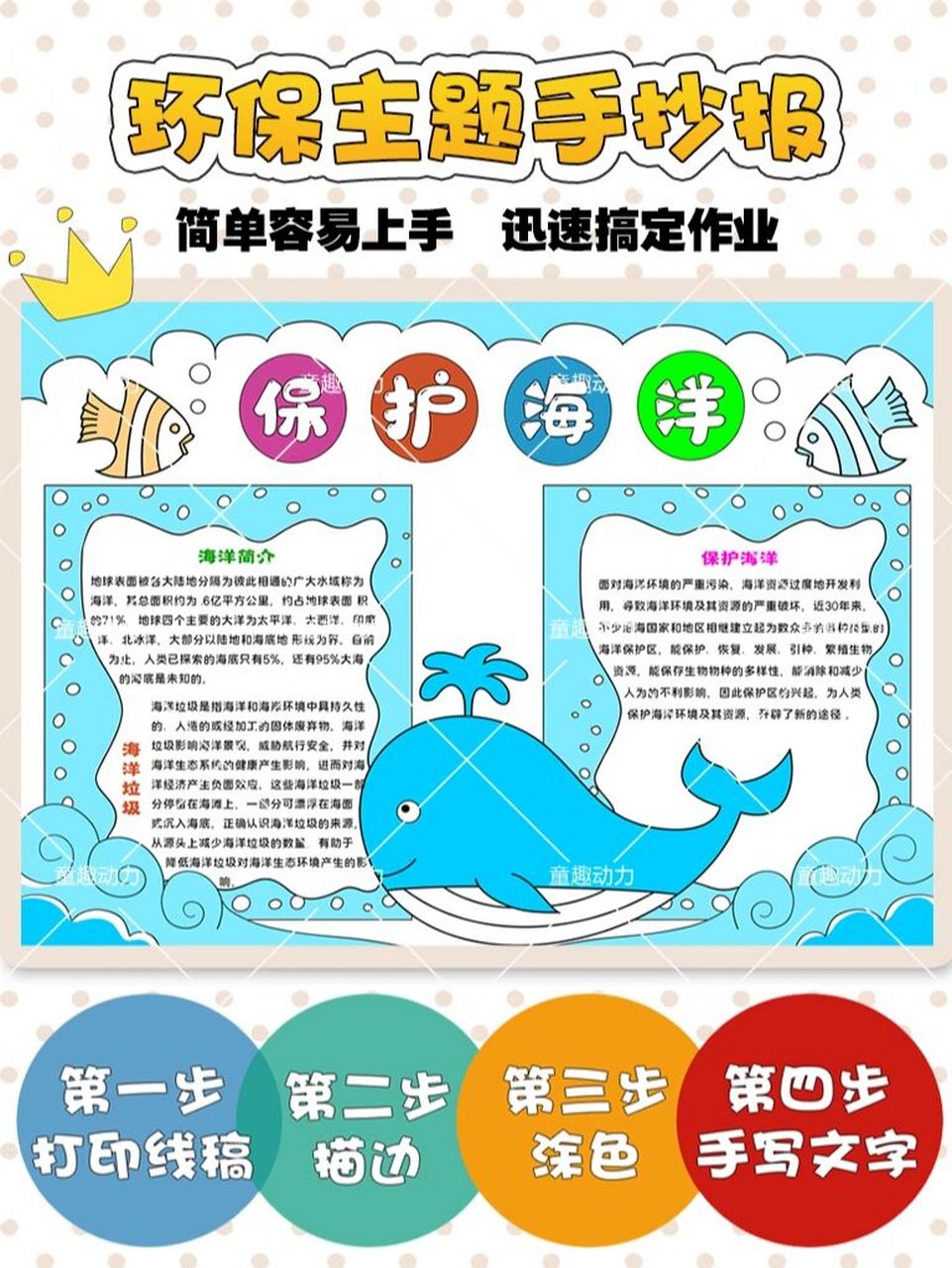 环保主题手抄报:保护海洋