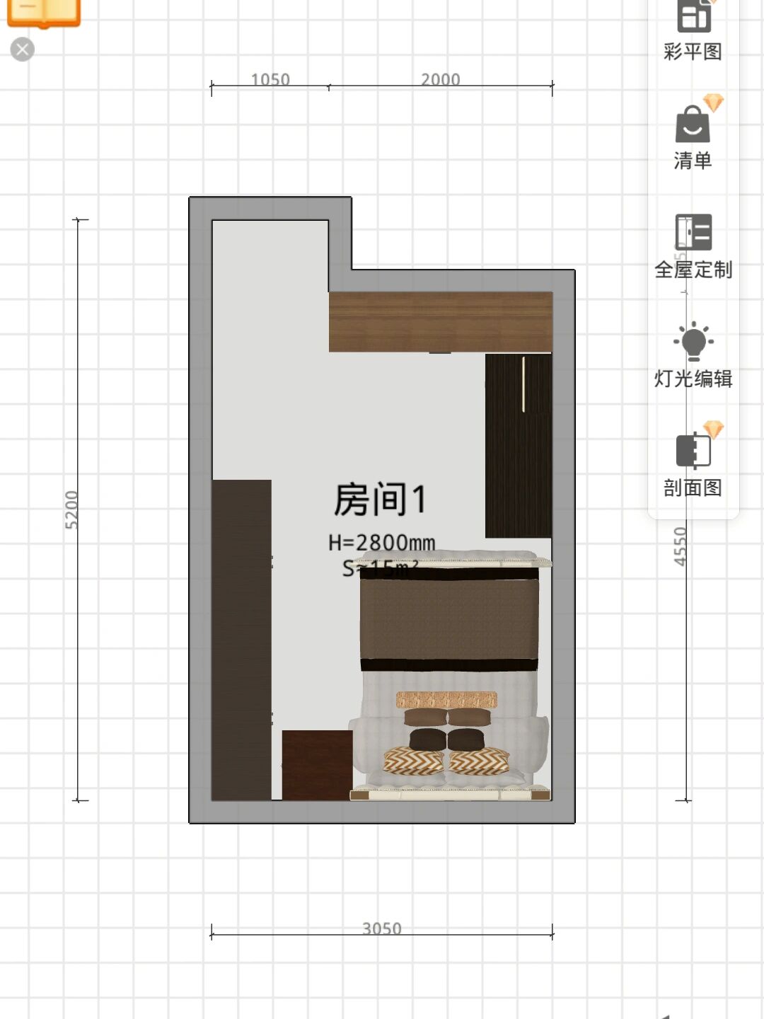 设计图3米*6米单人宿舍卧室平面布置图卧室150平方米的设计图高3米,长