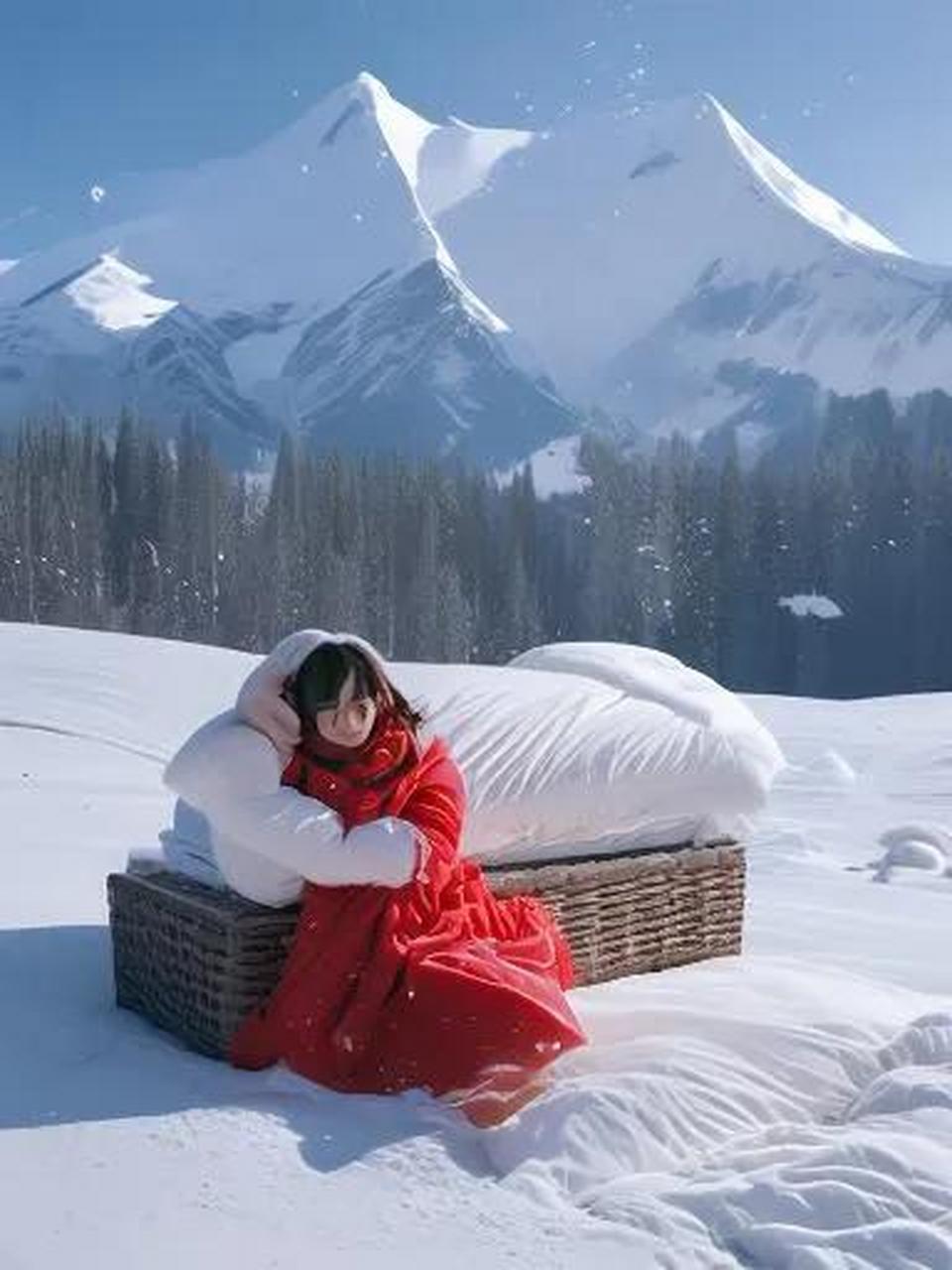 女孩冬眠的图片唯美图片