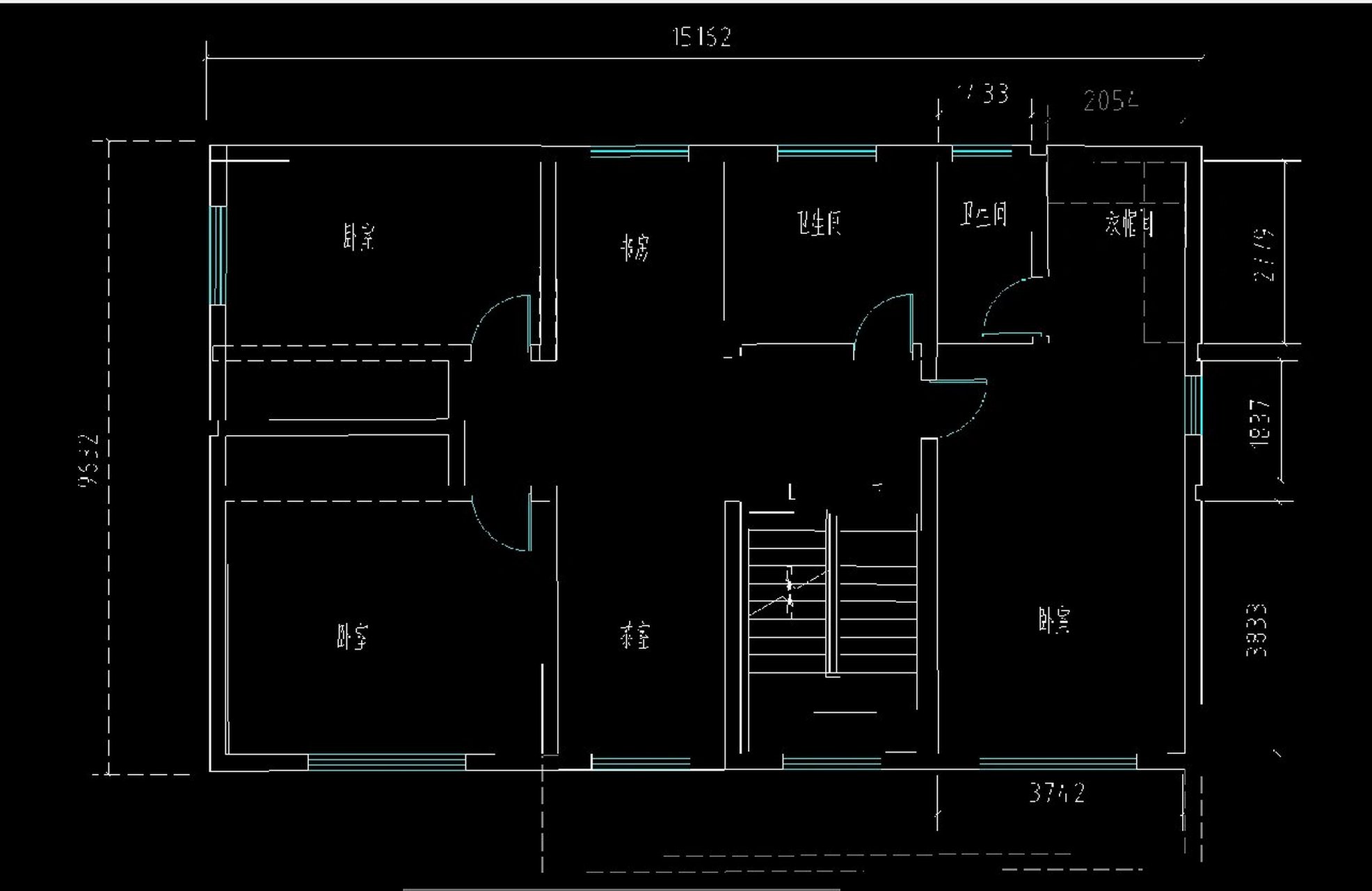 自建房别墅设计图 东西15米,南北9米,15*9米 精致户型图