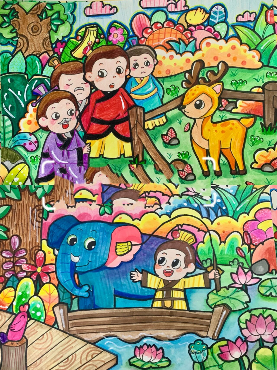 故事儿童画素材合集 《指鹿为马》《曹冲称象》 《亡羊补牢》《闻鸡