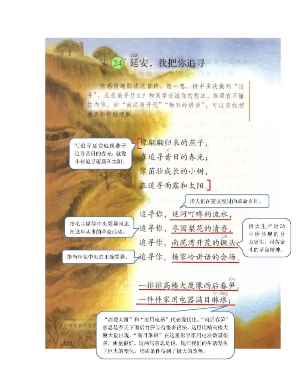 四上第24课《延安,我把你追寻》课堂笔记 #小学语文课堂笔记# #小学