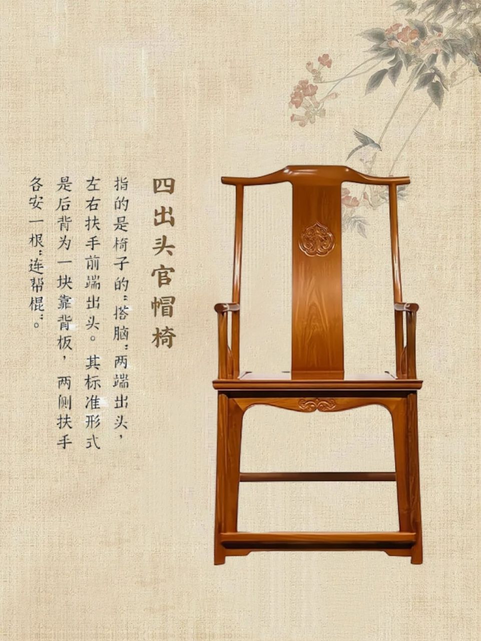 图解明清家具,一图让你看懂官帽椅 明式官帽椅多用黄花梨木制成,背板