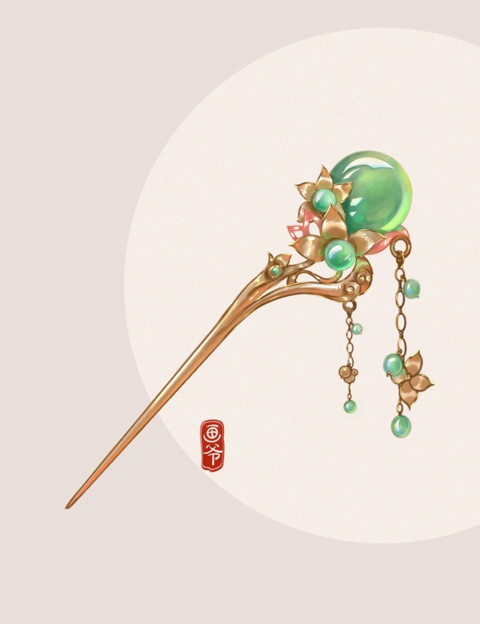 详细古风头饰画法,全过程图 觉得古风头饰太难,但是又不想只临摹的