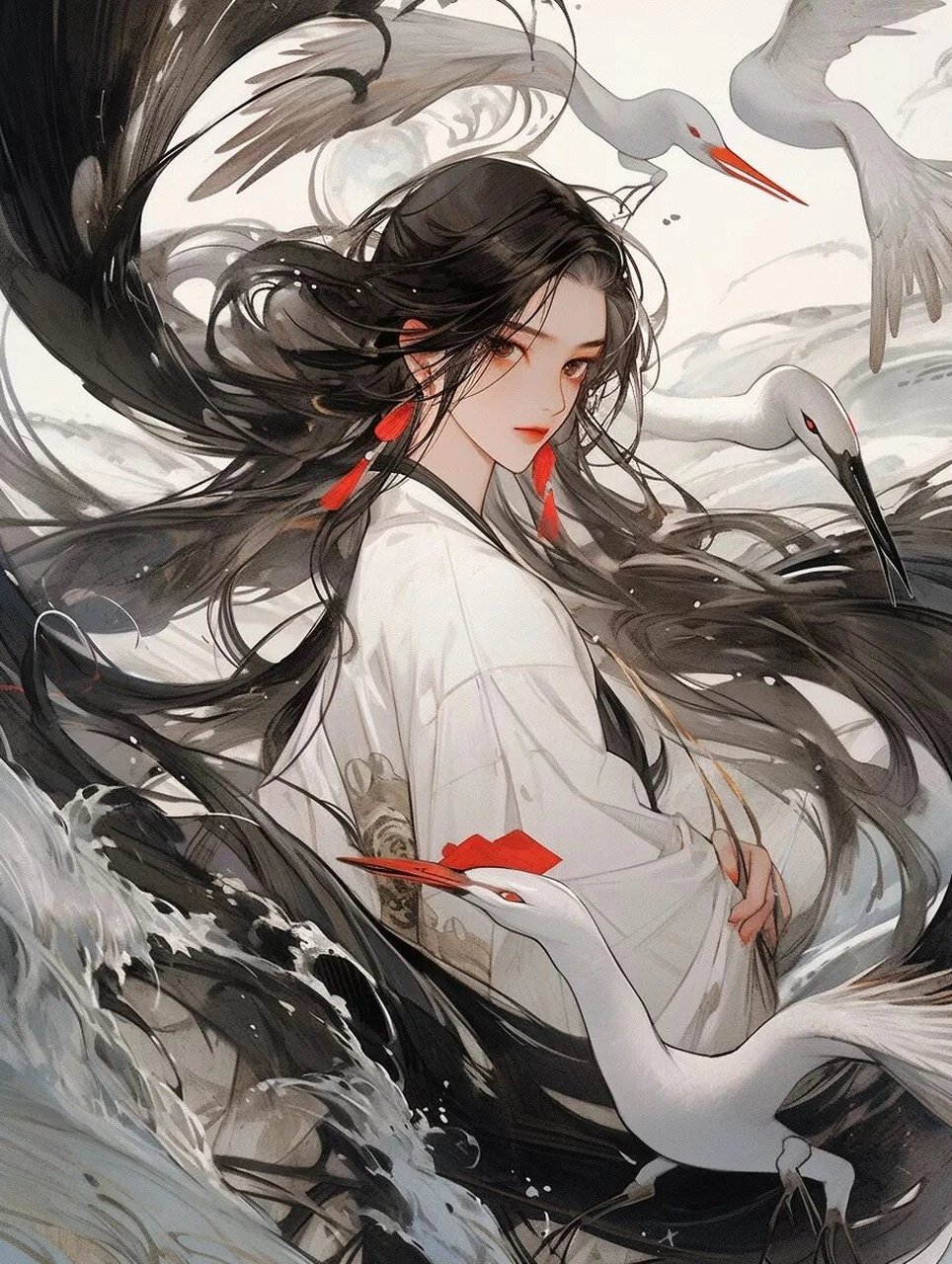 古风美女 | 白衣仙鹤