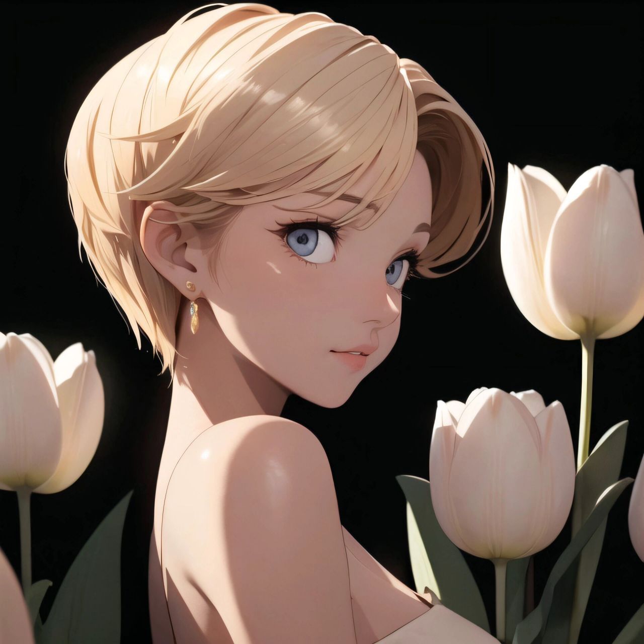 旧漫头像|金色短发气质小姐姐和93郁金香