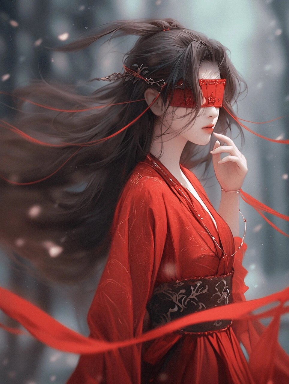 感|古风头像 瑰姿艳逸的身影从竹林中袅袅而来一袭红衣尽显风华绝代