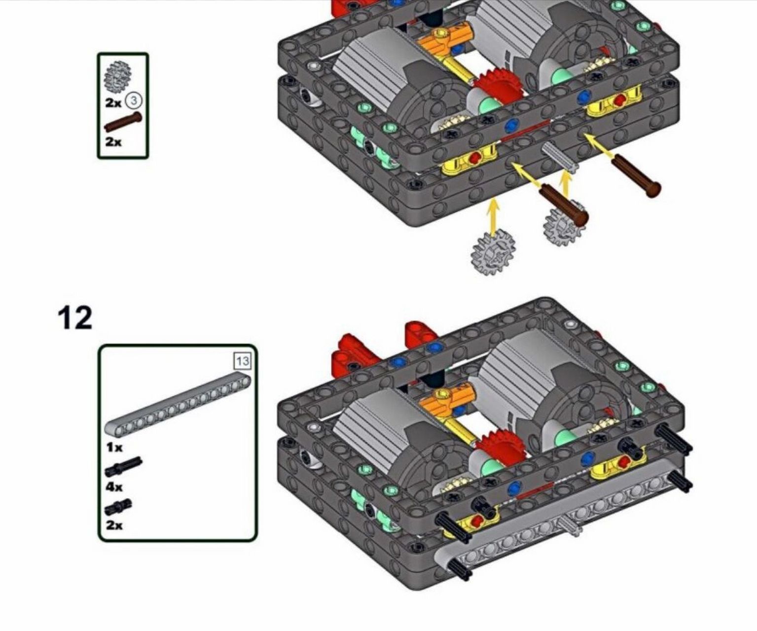 求大神解惑:乐高兰博基尼动力组改装 图一11步:棕色插件插进圆孔里面