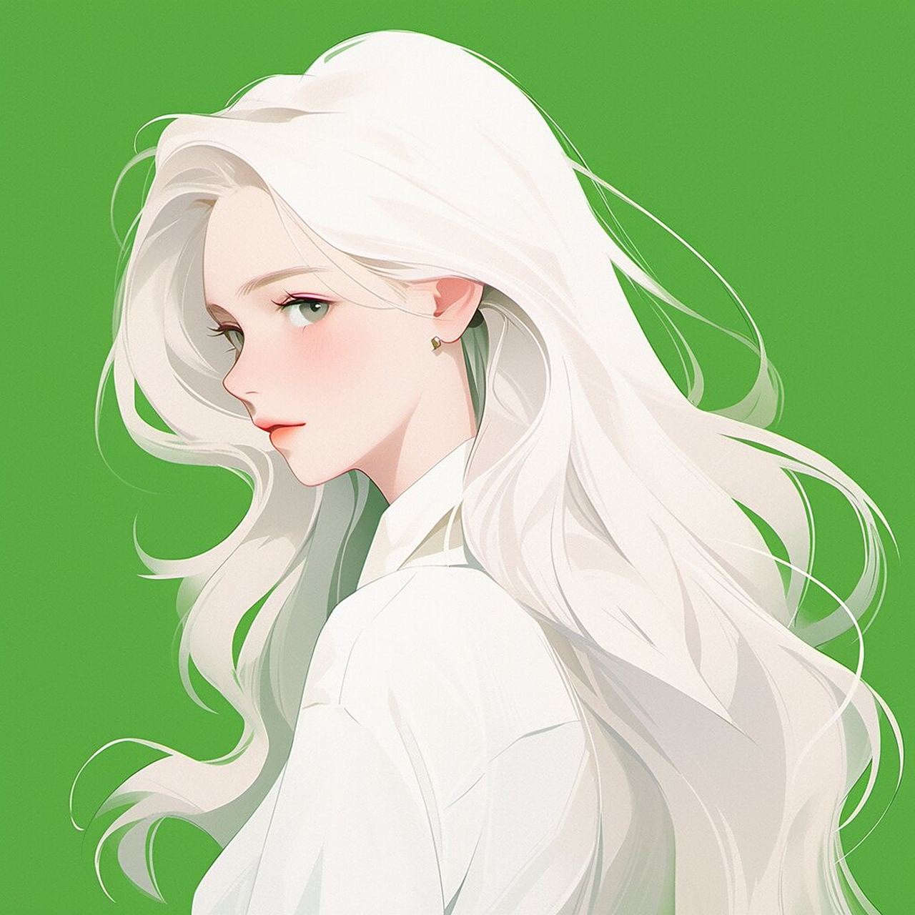 极简美学 | 绿色系 | 白色长发女生头像 020202020202
