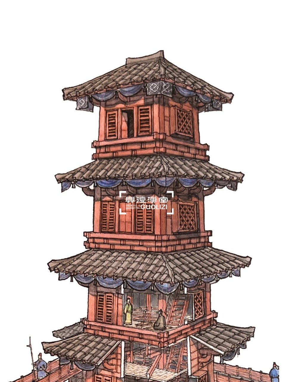 绿釉陶楼院(东汉晚期) 文物出土于甘肃省武威市凉州区雷台汉墓,器物