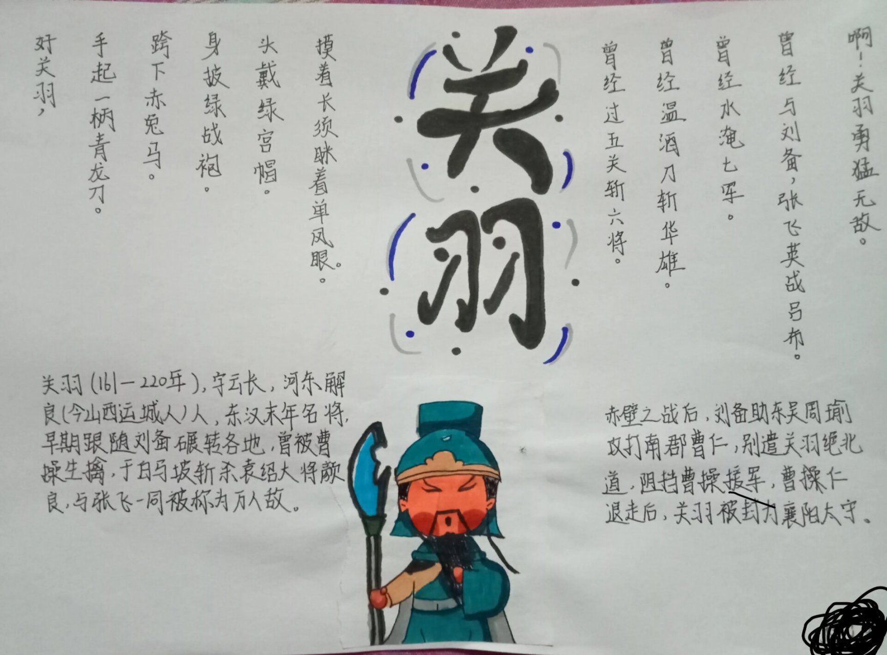 关羽的手抄报 山西名人关羽的手抄报 想要的私74 (原创不易,那图说