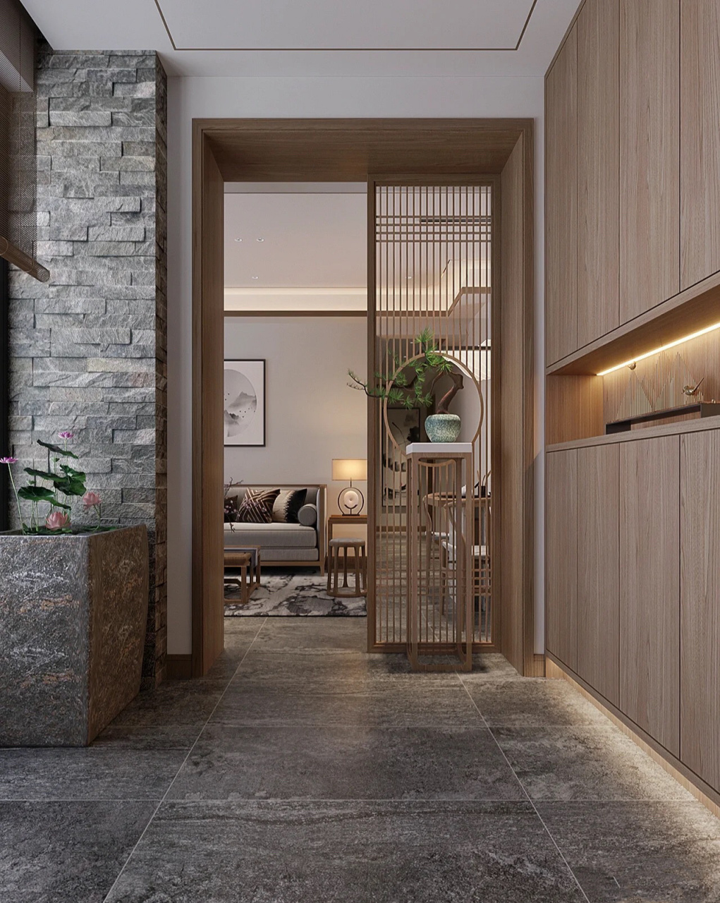 9款新中式玄关|意境东方的独有浪漫95 新中式风玄关通常会巧用借景