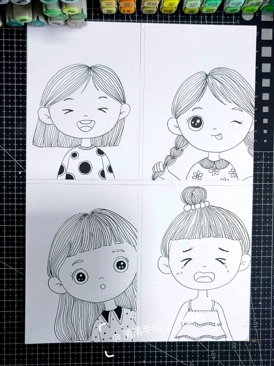 超简单的人物表情包线描画!