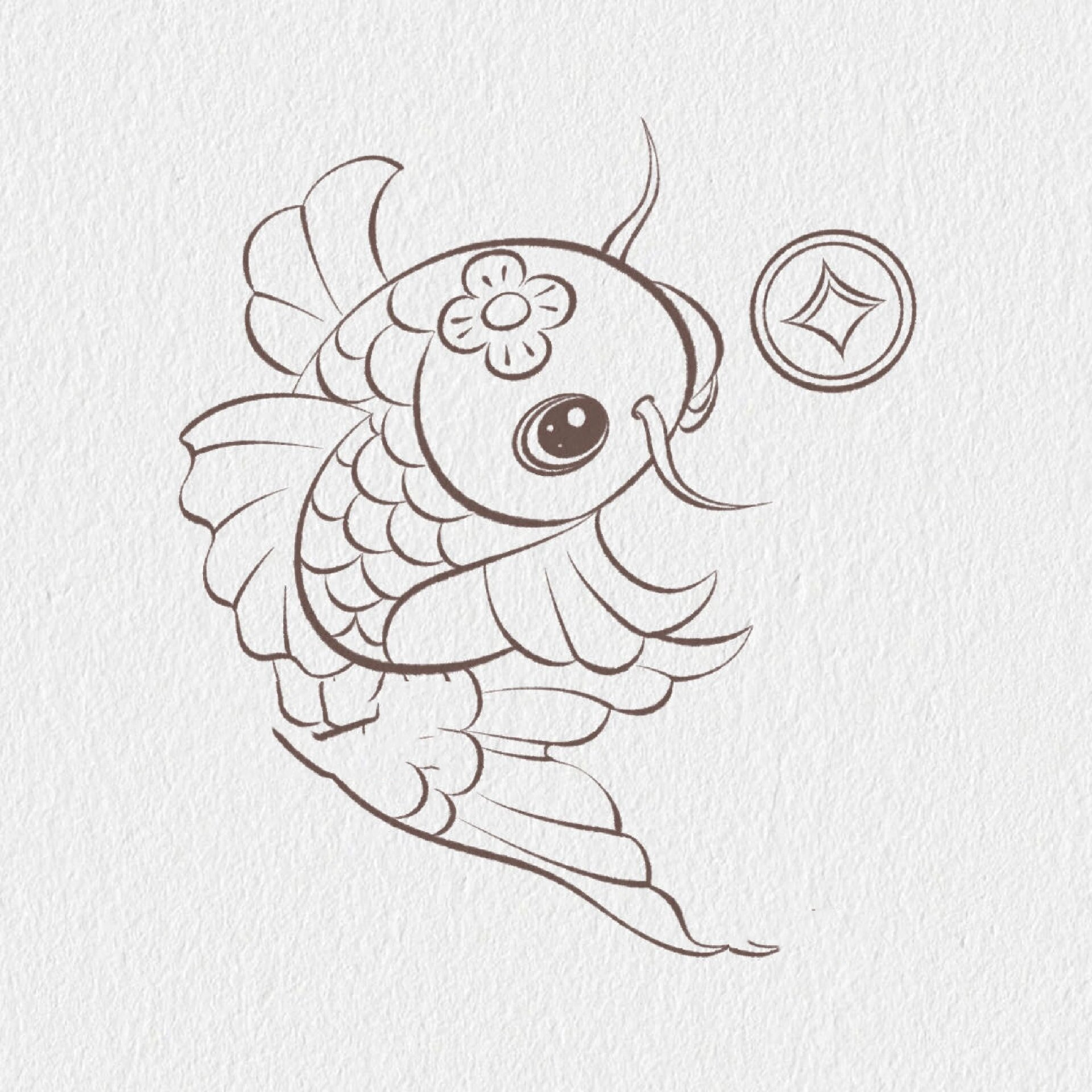 简笔画打卡第3天 | 锦鲤