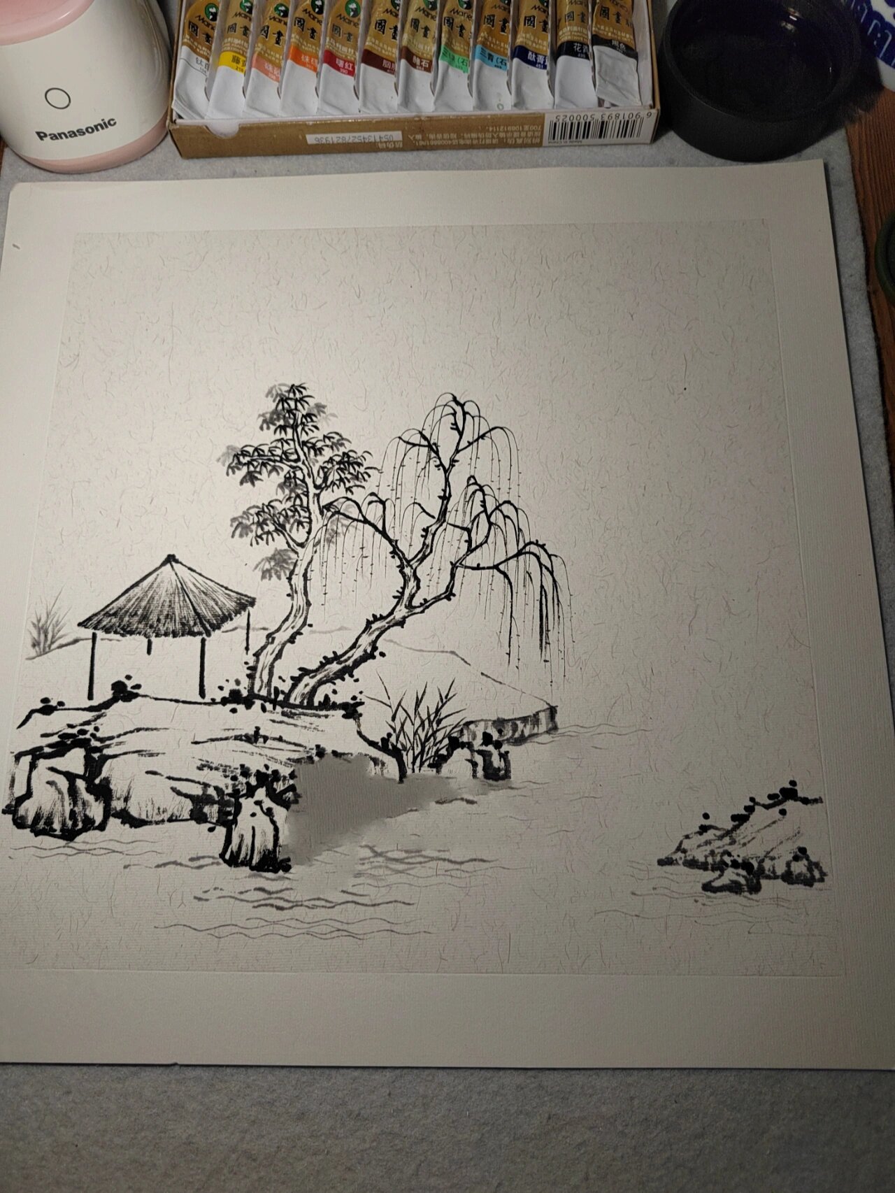 每日一画——国画山水(附步骤图) 零基础国画入门(春风拂柳岸) 绘画