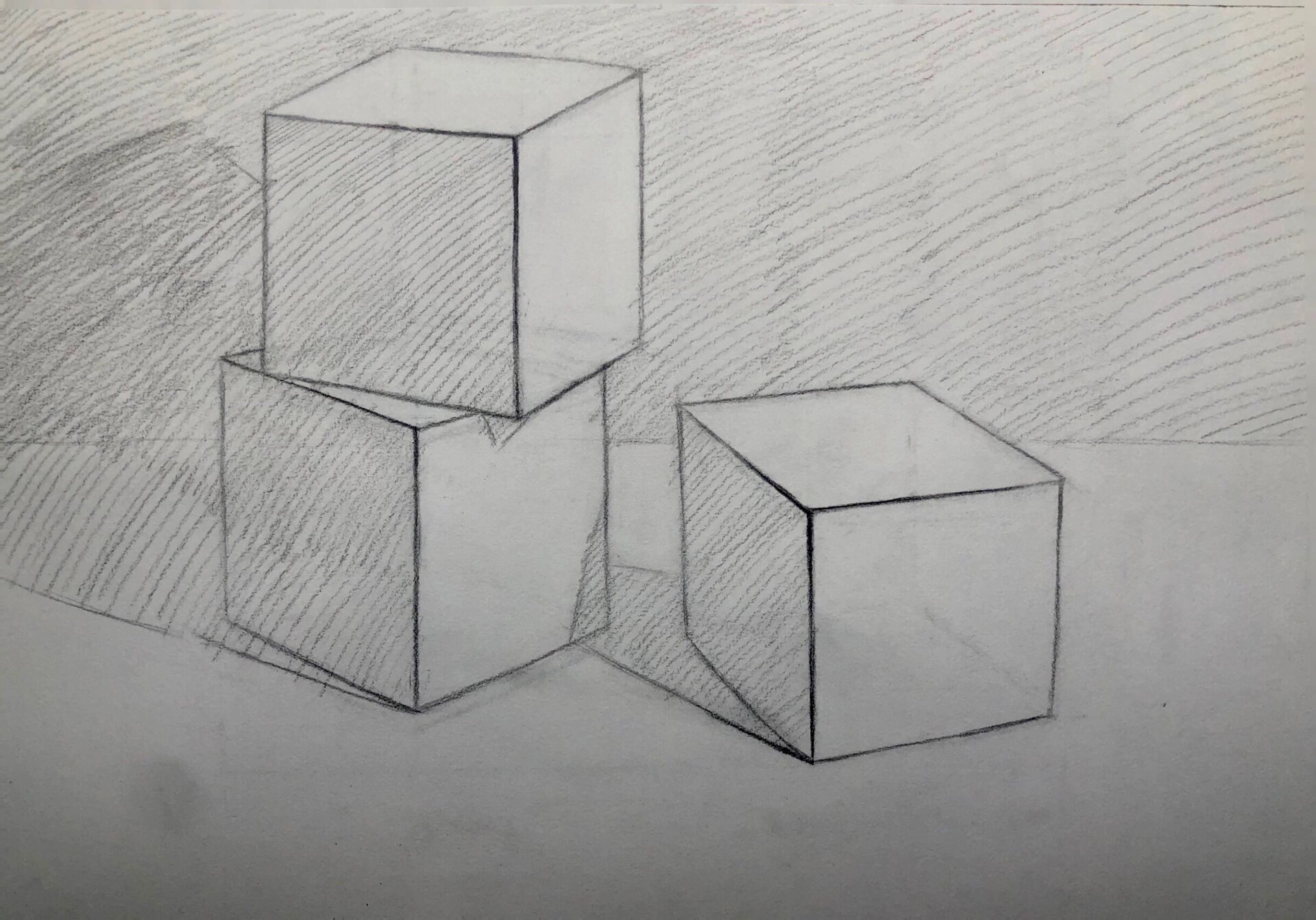 零基础素描 石膏体组合(正方体) 1,观察,物体的结构比例 2,起型,定出