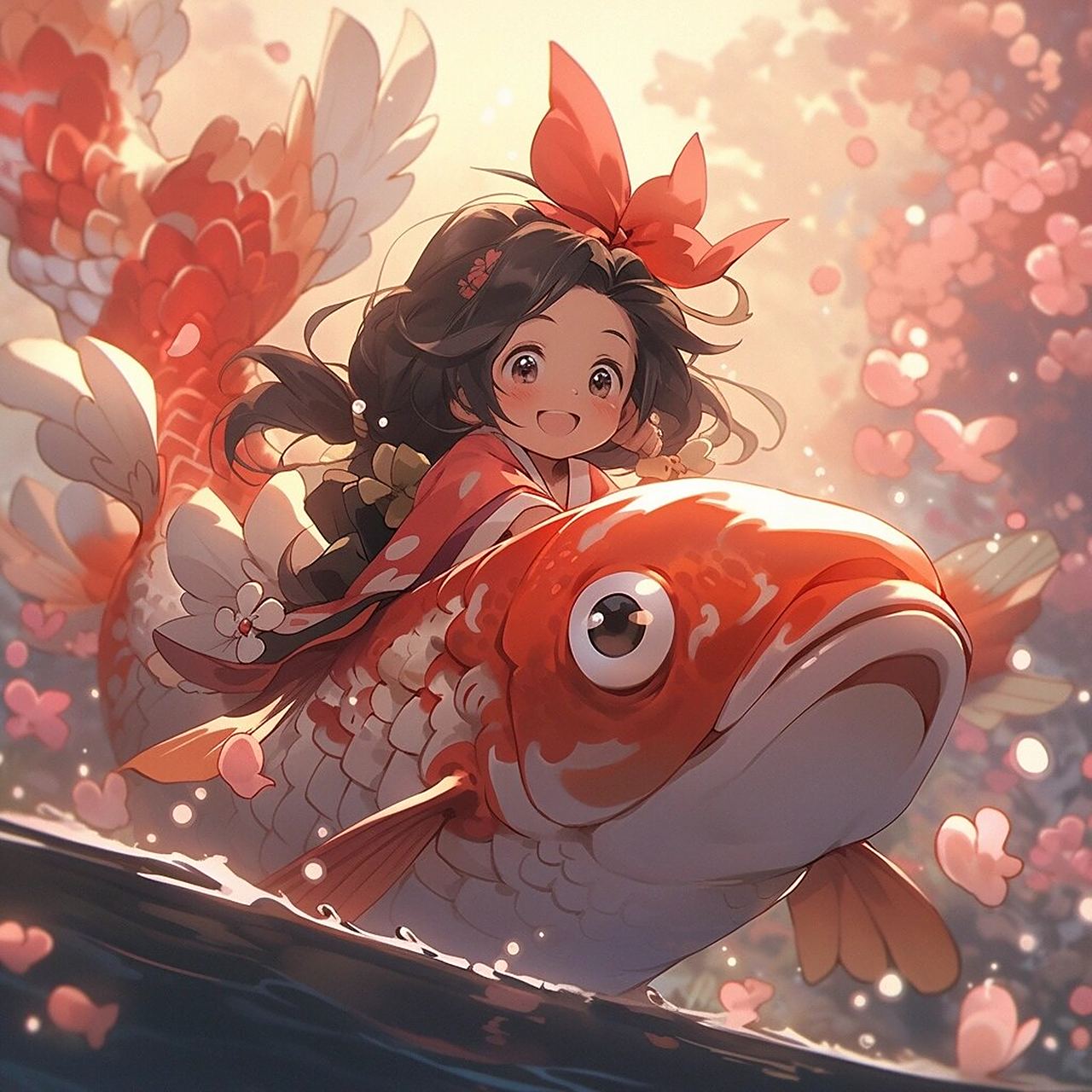 上岸头像丨锦鲤女孩 乘风破浪 上岸啦 国风元素锦鲤女孩头像, 希望宝