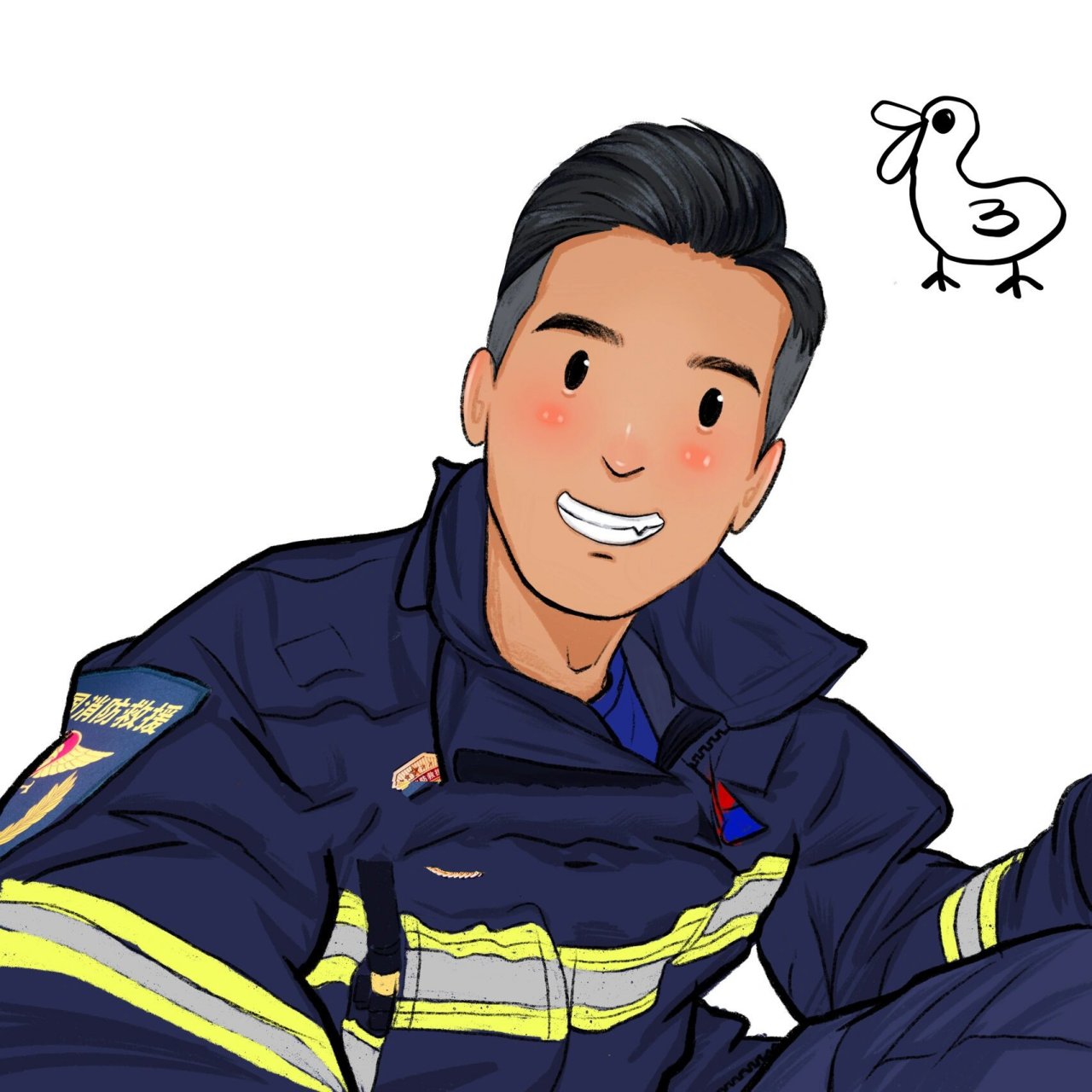 帅气消防员头像漫画图片