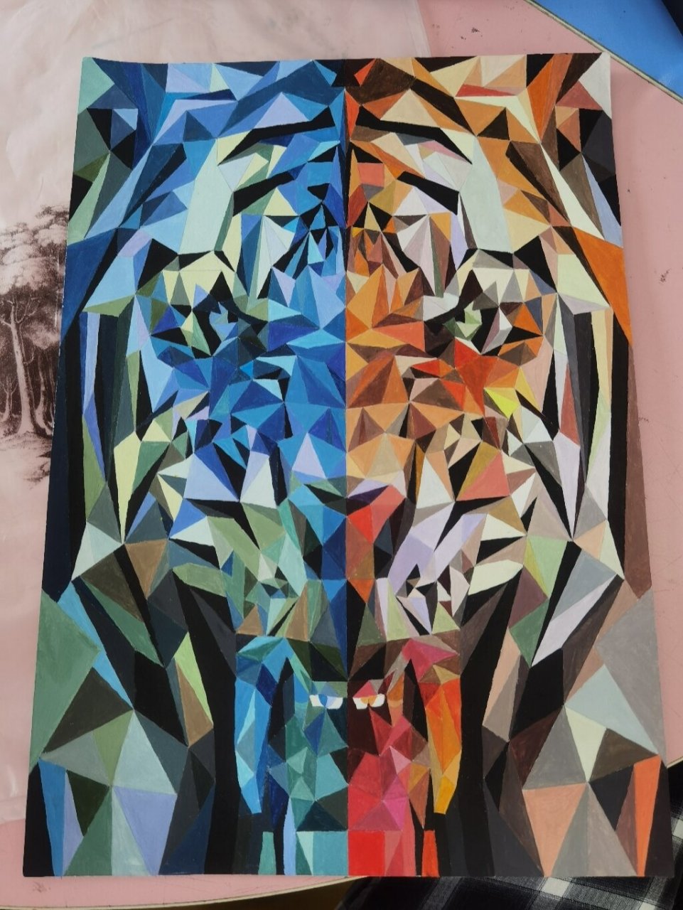 学前高分美术作业|色彩构成|冷暖对比 这辈子都不想再画那么难的画了