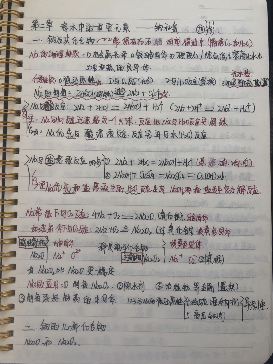 高一化学笔记 必修一第二章  必修一第二章海水中的重要元素