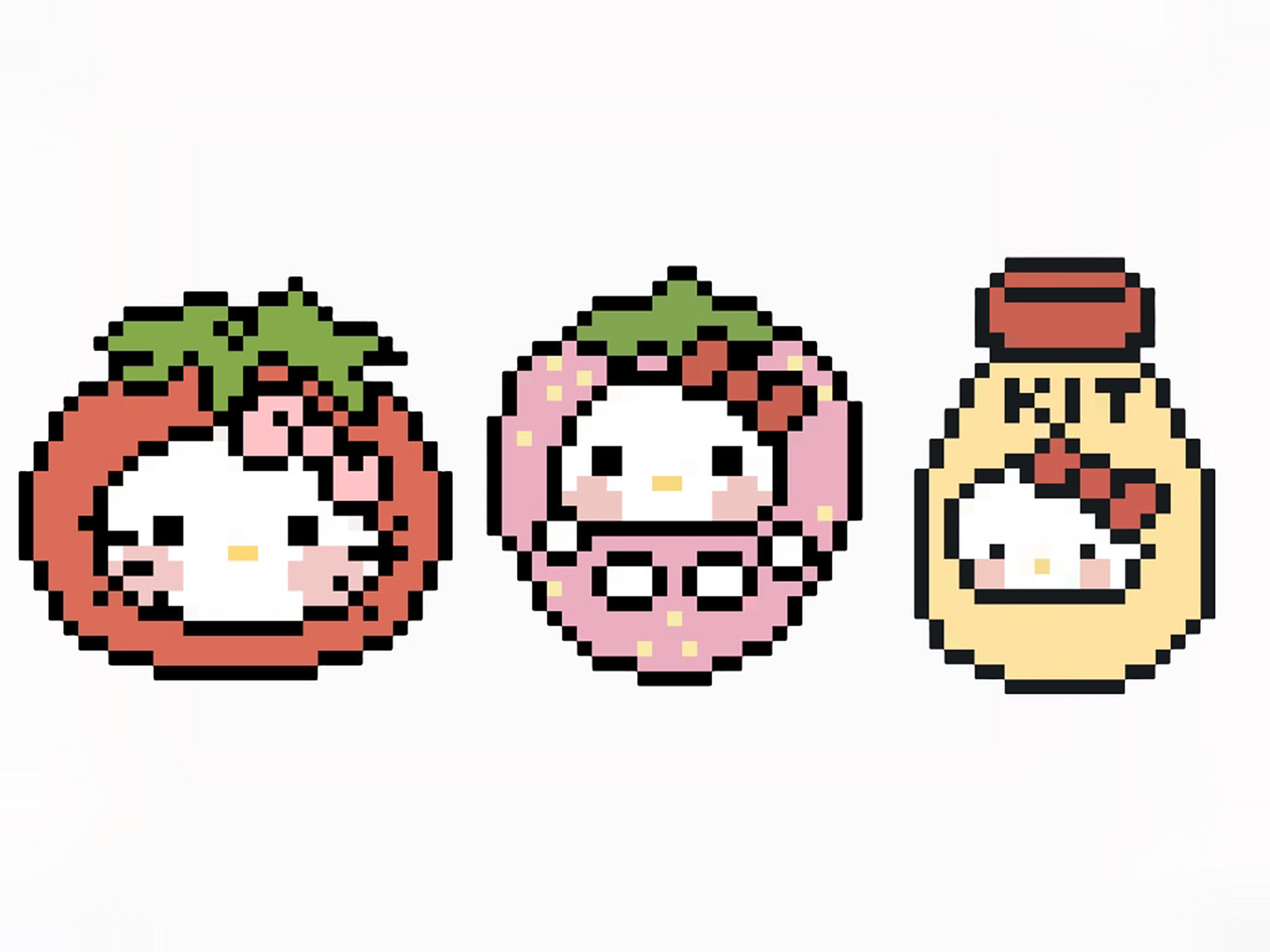 拼豆图纸|hello kitty 我真的太爱粥老师的画风了!可爱死了!