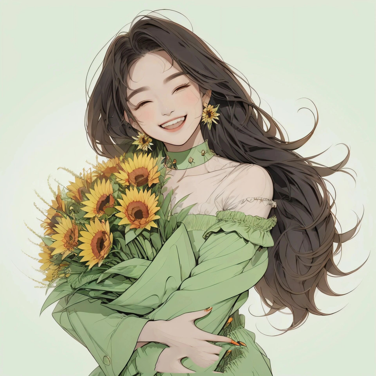 女生头像治愈系向日葵女孩9799 73 96 surprise 7814