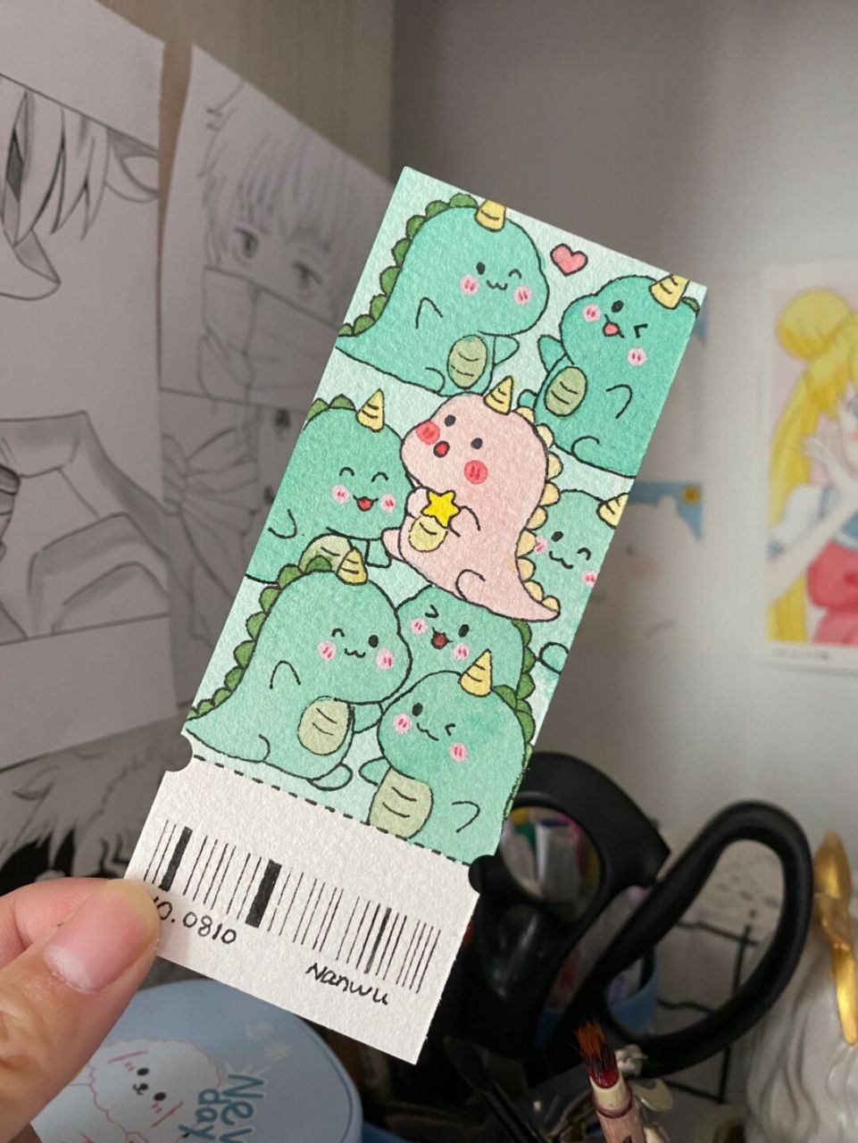 自制小恐龙书签92(附过程) 尺寸:5x12.