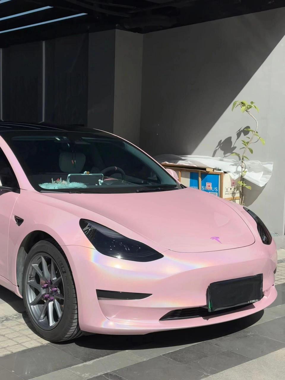 特斯拉model3改色七彩镭射粉.